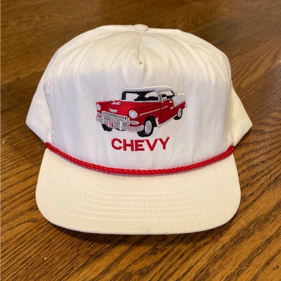 Vtg CHEVY classic car snapback rope hat - Picture 1 of 4
